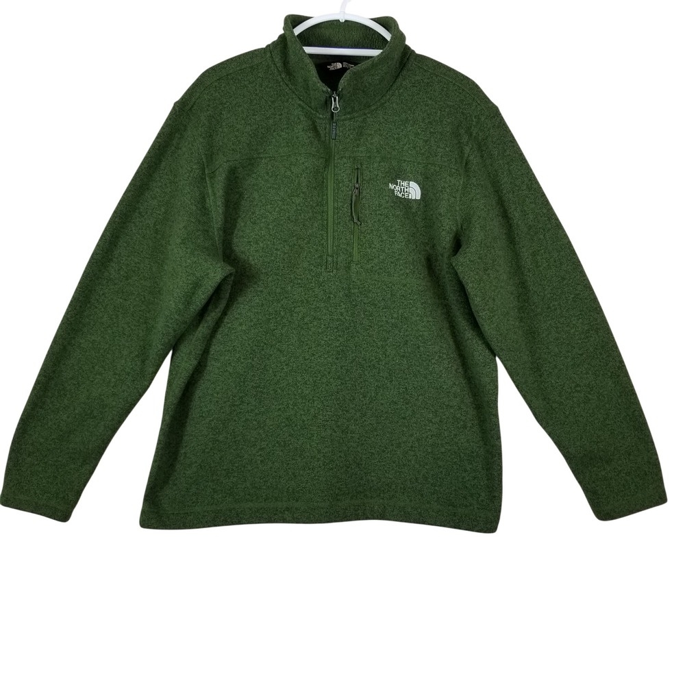 The North Face Gordon Lyons 1/4 Zip Fleece Pullover Men XL Green Heather Sweater